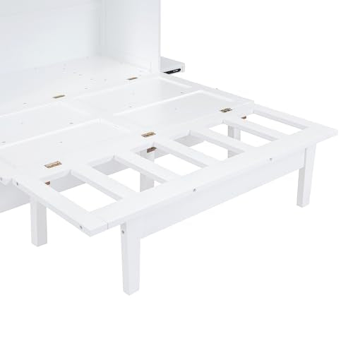 Queen Size Solid Wood Murphy Bed with USB Port and Removable Shelves B73852