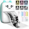 Blue Portable Mini Thermal Photo Printer with 6 Rolls Printing Paper K249