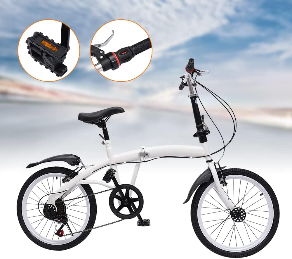 20-Inch 7-Speed Folding Bicycle White X93417
