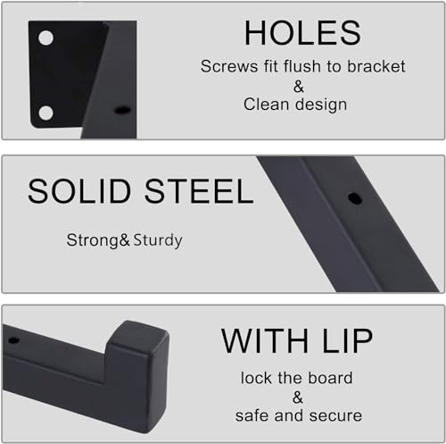 6 Pcs Black 8 Inch Industrial Iron Shelf Brackets Z531