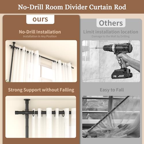 Adjustable Metal Tension Curtain Rod Room Divider O54550