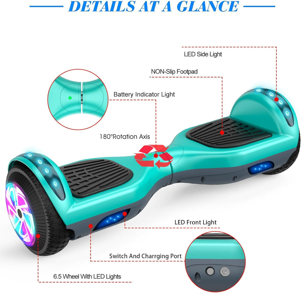 6.5 Inch Self Balancing Hoverboard with Bluetooth and LED Lights Q2354