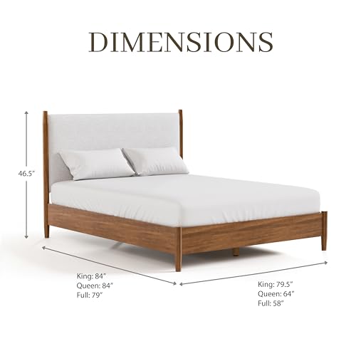 Walnut Solid Wood Queen Bed Frame with Headboard E932