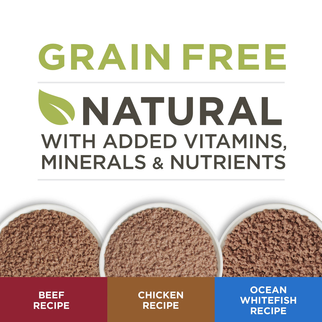 Grain Free Natural Pate Wet Cat Food Variety Pack Beef Chicken & Ocean Whitefish 3 oz. Pull-Top Cans P428