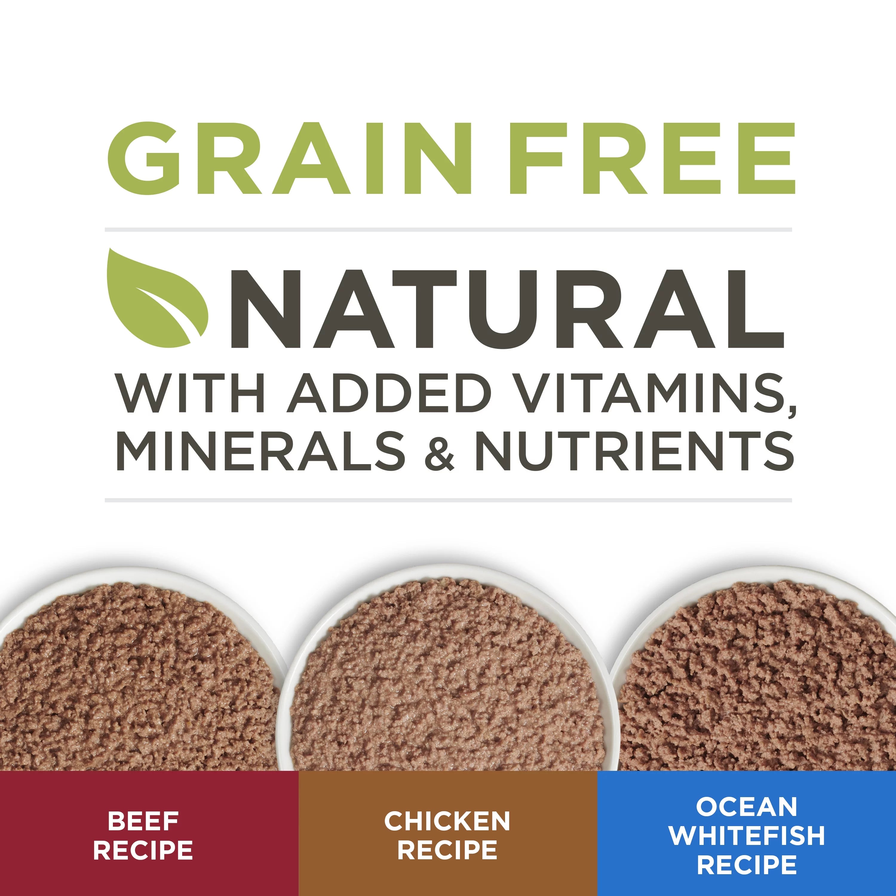Grain Free Natural Pate Wet Cat Food Variety Pack Beef Chicken & Ocean Whitefish 3 oz. Pull-Top Cans P428