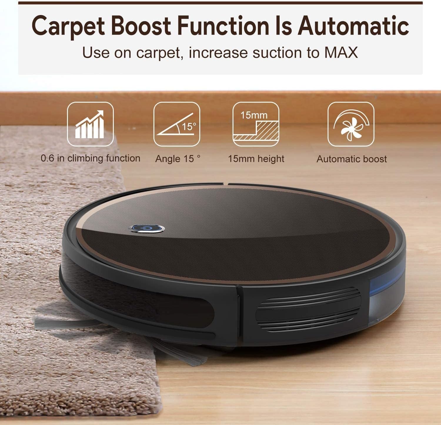 2000pa Suction Robotic Vacuum Cleaner with Boundary Strips K626213
