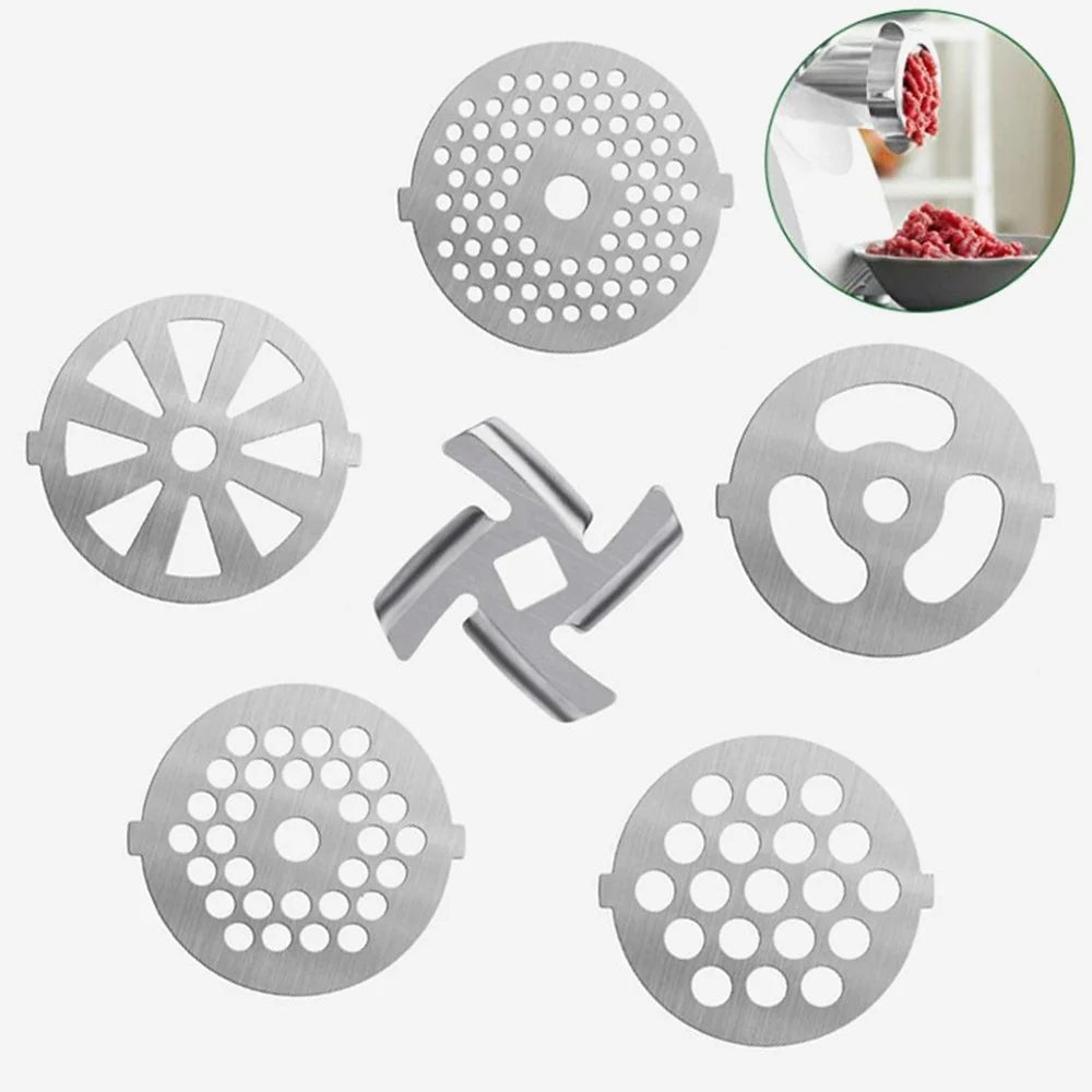6PC Stainless Steel Meat Grinder Mixer Plate Discs J916