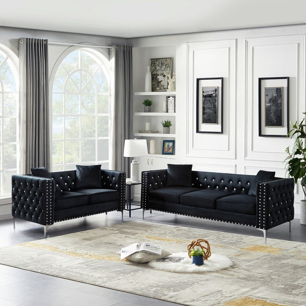 Grey 2 Piece Sofa and Loveseat Set V7372