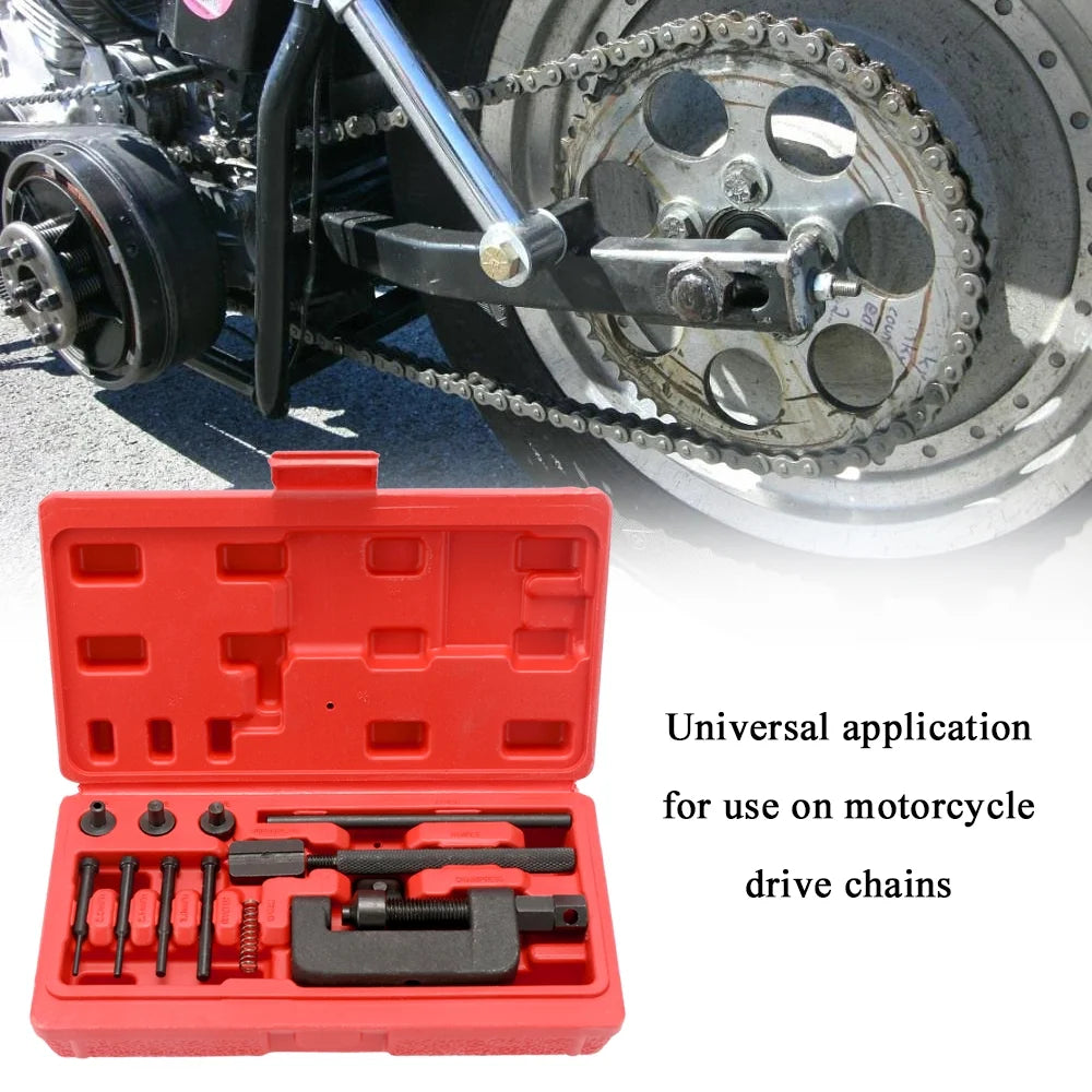 Motorcycle Chain Breaker Riveting Tool Set with Carry Box J654925