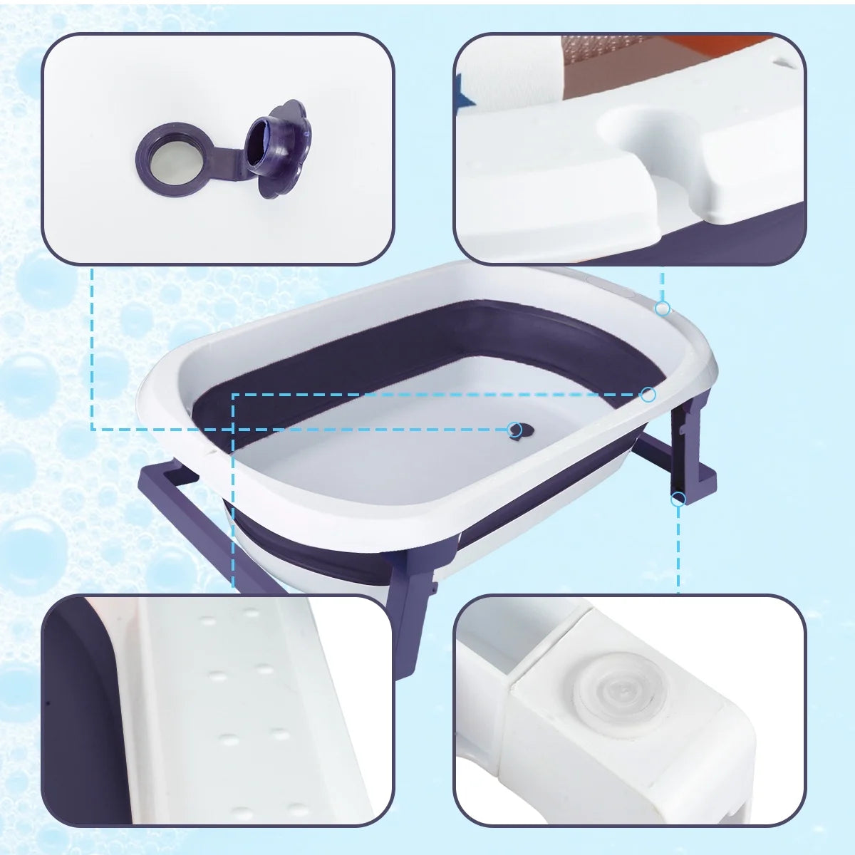 31'' Folding Baby Bathtub with Support Blue V64190