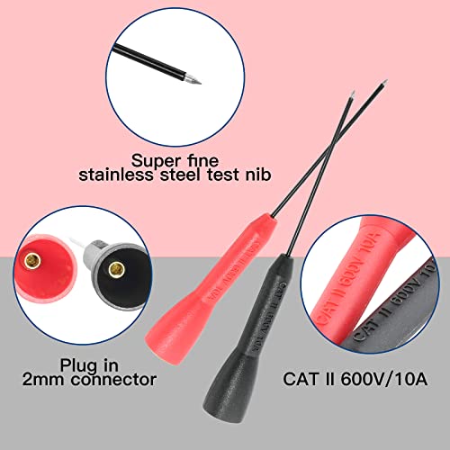 4 Pcs 600V/10A Non-Destructive Multimeter Test Probe Pins with 2mm Connector 4mm Banana Plug D16108