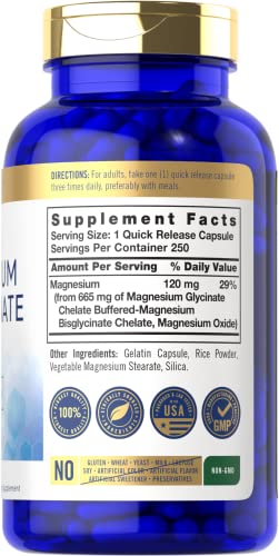 Magnesium Bisglycinate 665 mg 250 Capsules Supplement E263