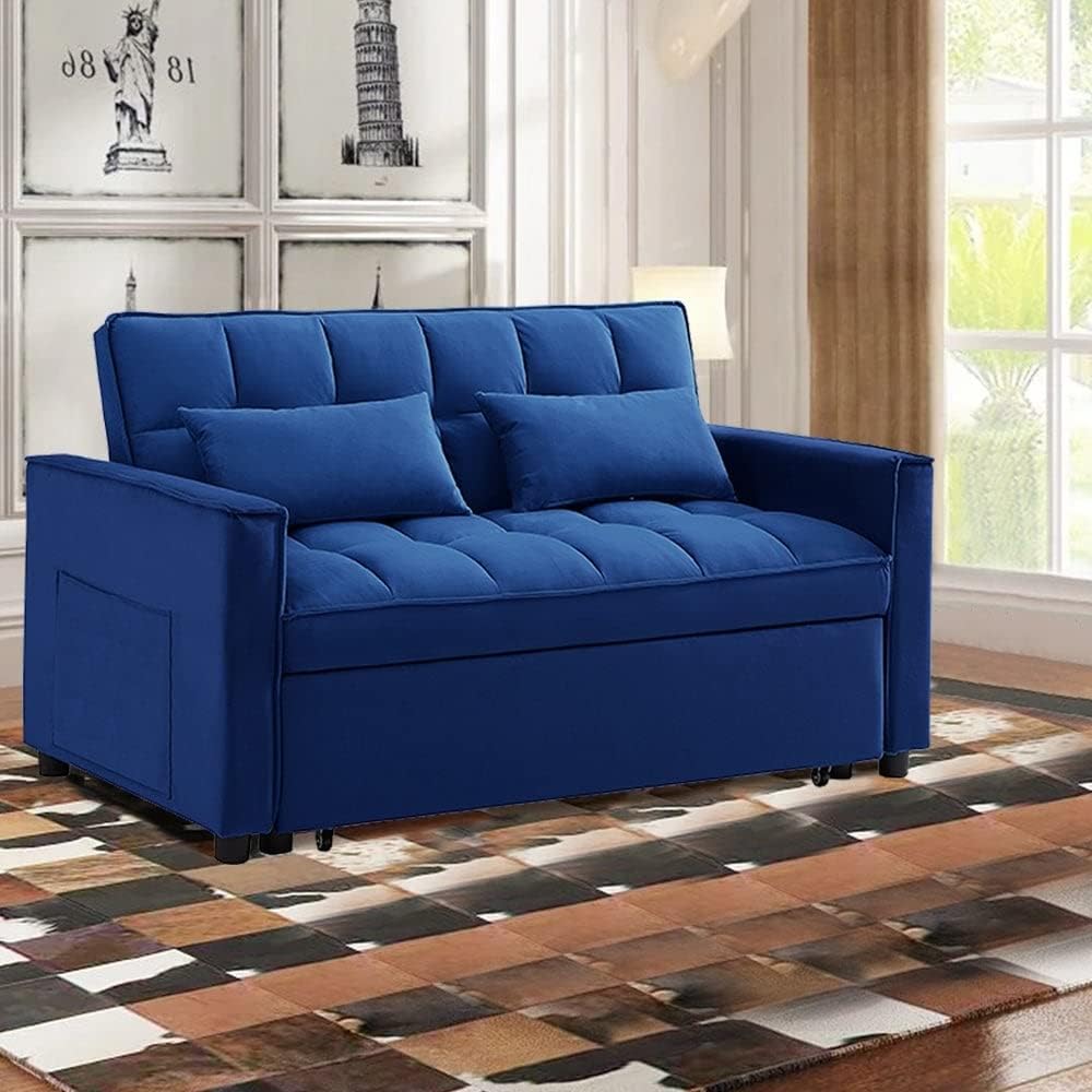 55" Width Convertible Loveseat Sleeper Sofa Grey L690492