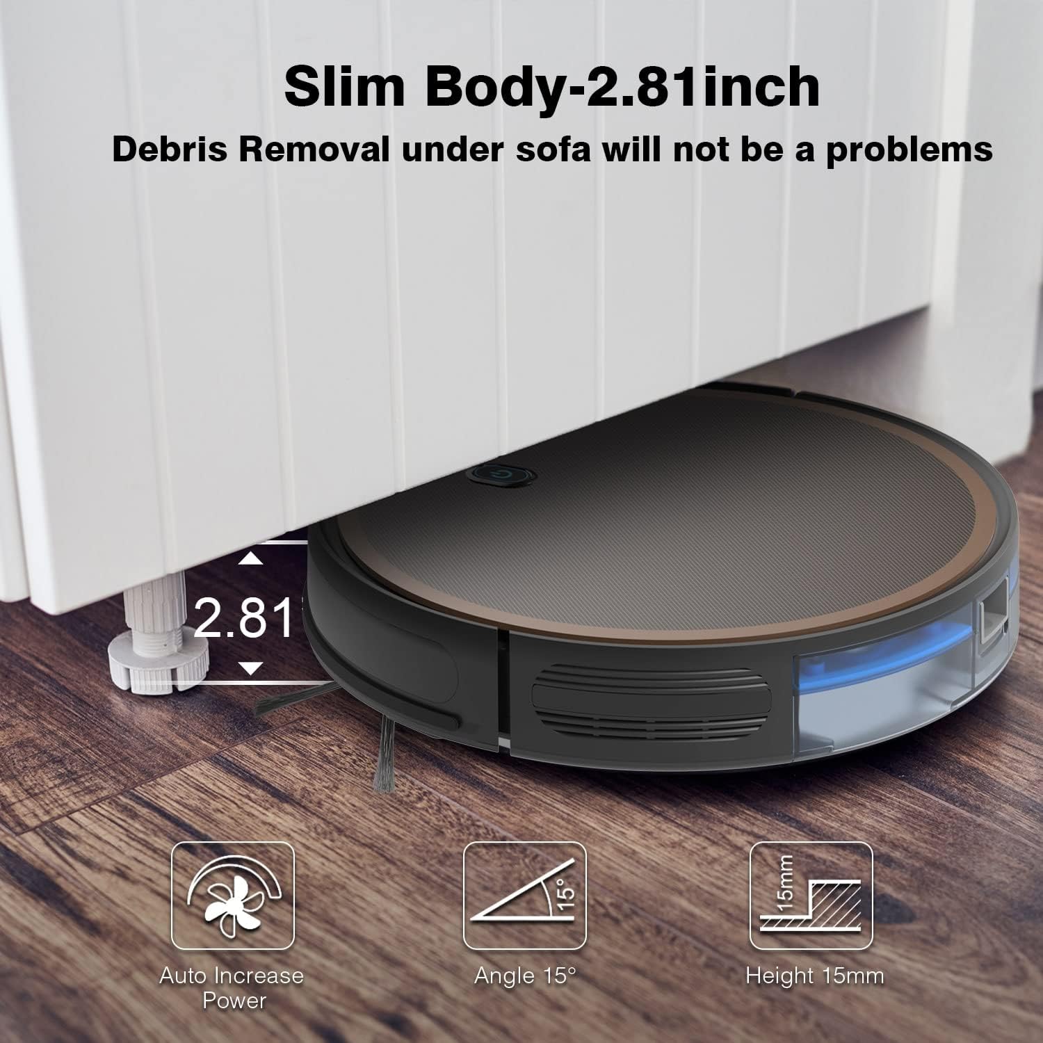 2000pa Suction Robotic Vacuum Cleaner with Boundary Strips K626213
