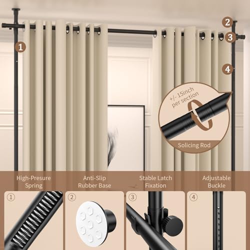 Adjustable Metal Tension Curtain Rod Room Divider O54550