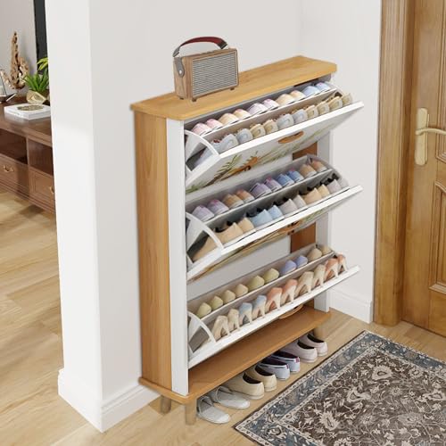 3 Drawer Shoe Cabinet Wood Shoe Rack Organizer V419172