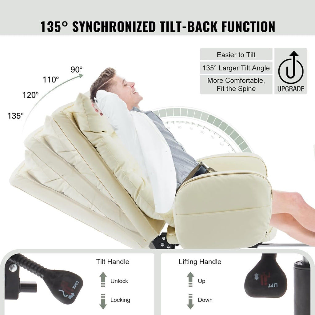 White High-Back PU Leather Office Chair with Footrest I850771
