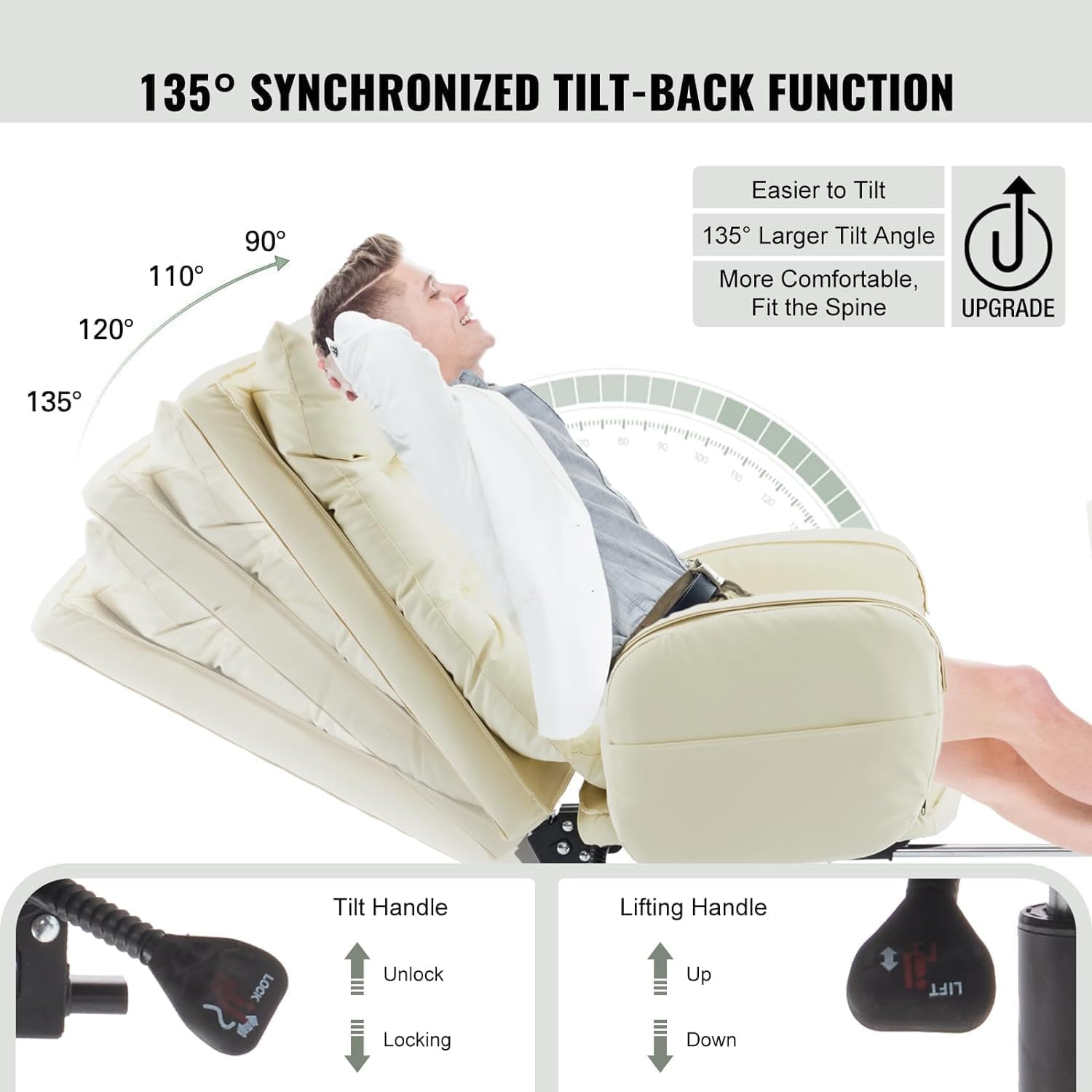 White High-Back PU Leather Office Chair with Footrest I850771