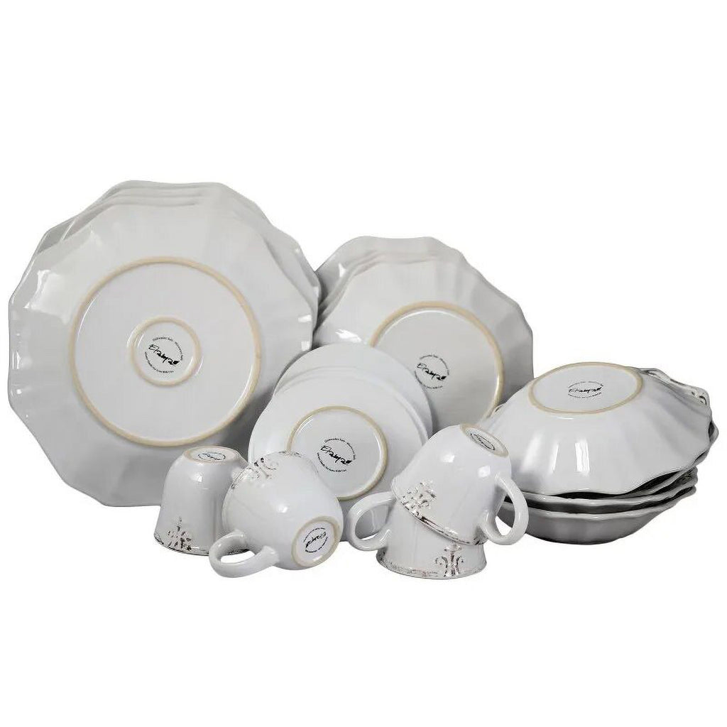 20-Piece White Stoneware Dinnerware Set O2810