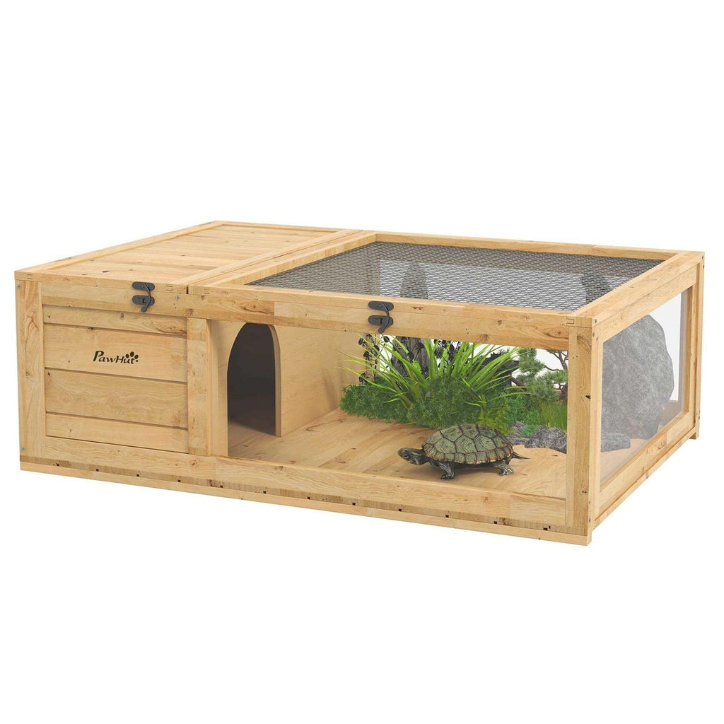 Wooden Tortoise House Turtle Habitat Enclosure Reptile Cage T73355