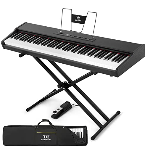 Black 88 Key Weighted Hammer Action Digital Piano with Stand, Sustain Pedal Q7167