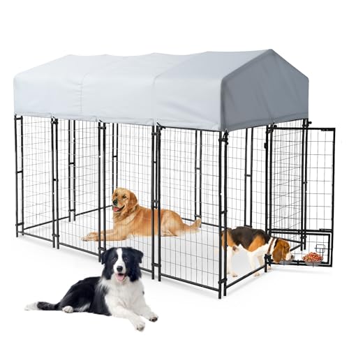 8x4x6 FT Heavy Duty Welded Wire Steel Dog Kennel with Roof N720