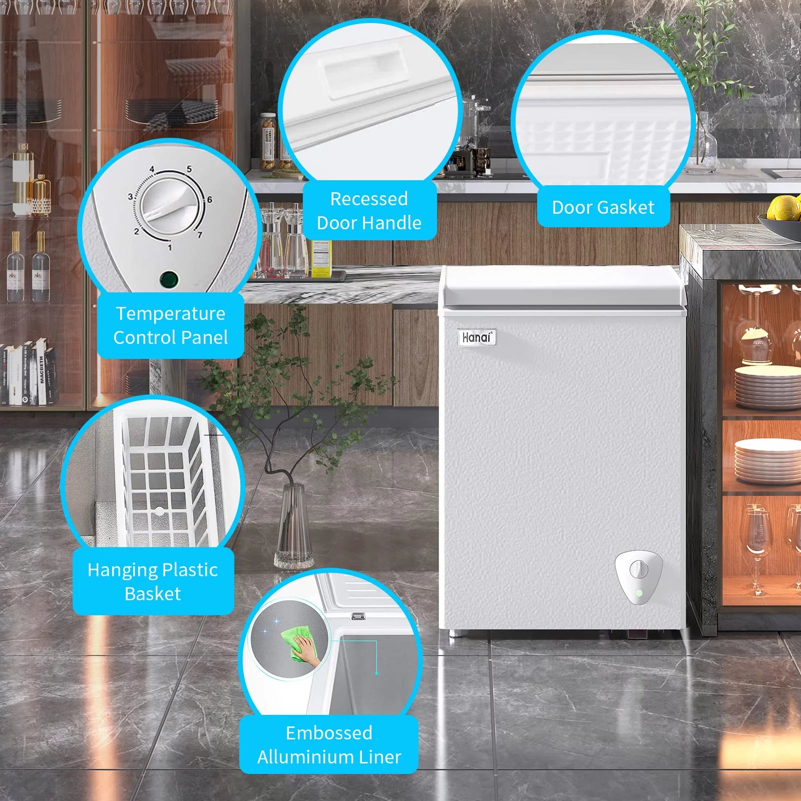 3.5 Cubic Top Open Door Chest Freezer with Removable Storage Basket Q9614