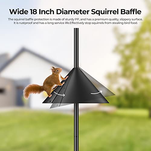 92 Inch Adjustable Heavy Duty Bird Feeder Pole with Squirrel Proof Baffle E30939