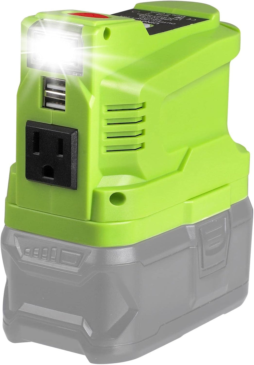 150W Power Inverter for 18V Battery with 2 USB, LED Light, AC Outlet T1771