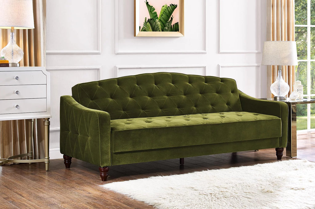 Green Velvet Tufted Sofa Sleeper F938