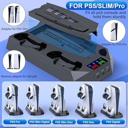 White PS5 Cooling Station with Controller Charging Station and Cooler Fan N447198