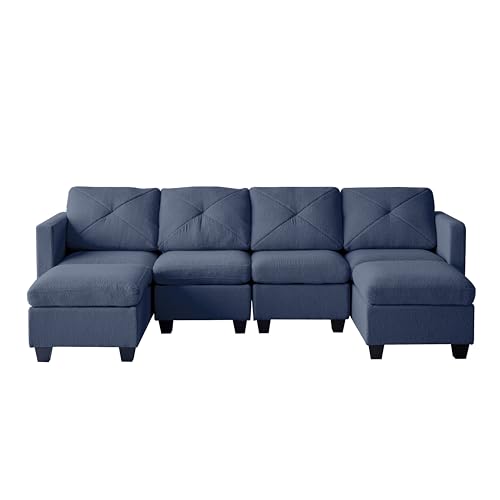 Modular Sectional Sofa, Boucle Fabric U Shaped Couch with Storage, 6 Seat K176084