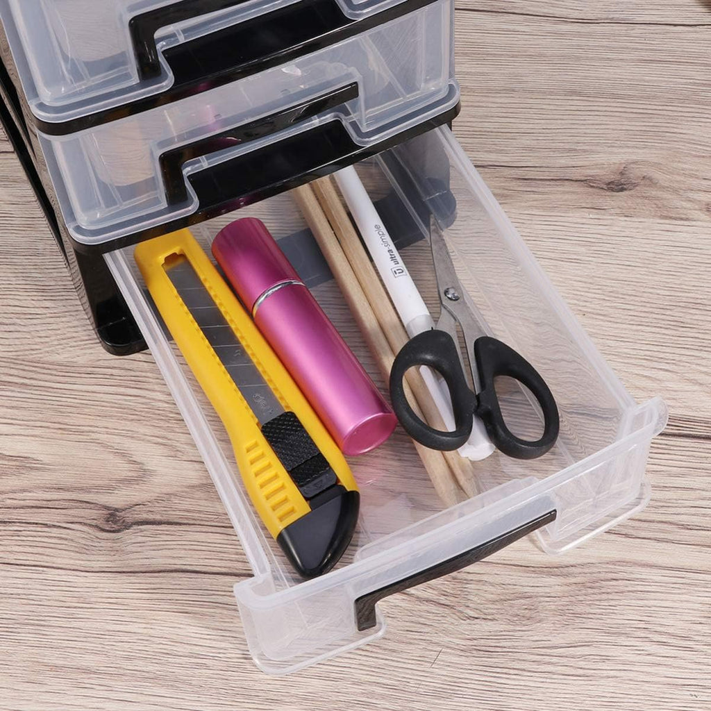 Black and Transparent 4 Layer Plastic Drawer Cabinet I77539