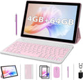 Pink 10.1 inch Tablet with Keyboard Case Mouse Stylus Pen Film, 4GB RAM 64GB ROM B80378