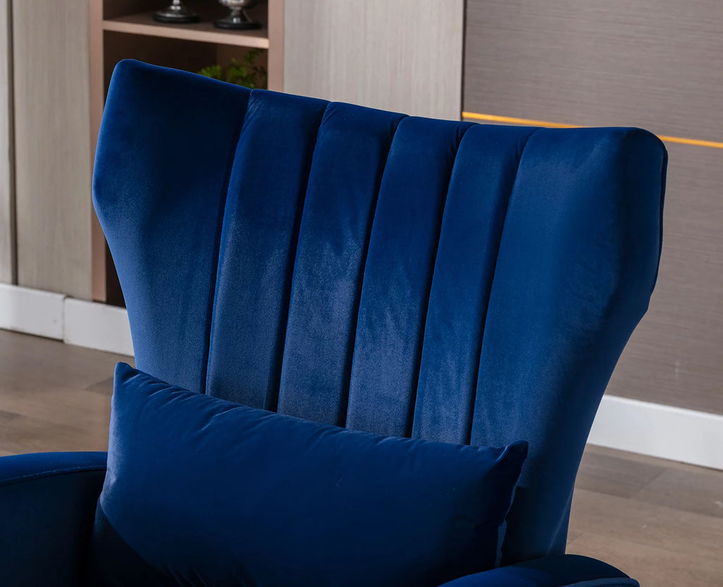 Navy Velvet Accent Chair with Metal Legs E66741