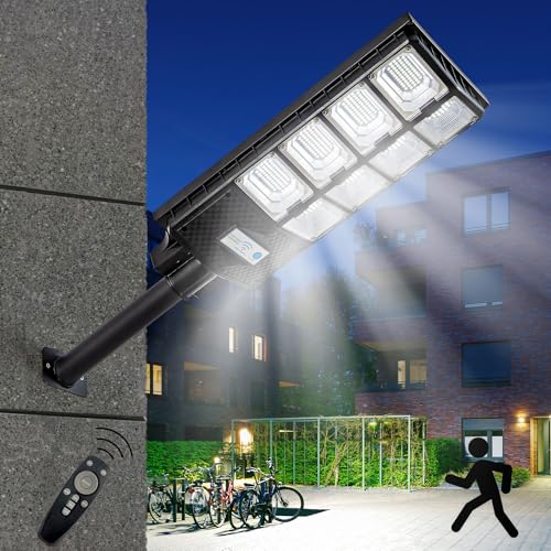 80000LM Dusk to Dawn Solar LED Flood Light with Motion Sensor and Remote Control P63947