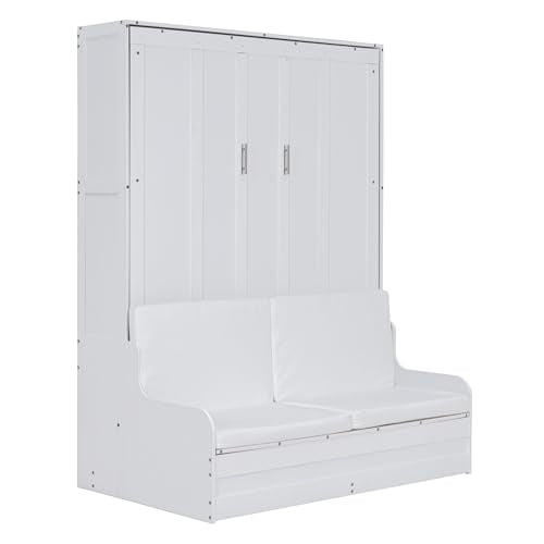 Full Size Solid Wood Murphy Bed with Wardrobe and Drawers B929