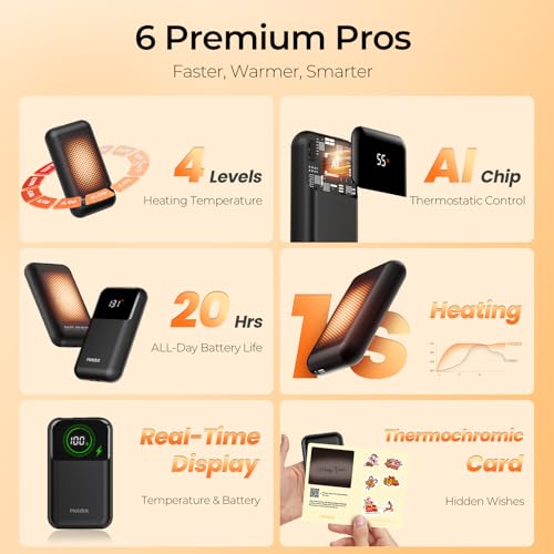 Rechargeable Electric Hand Warmers with Heat Levels and Display W3565