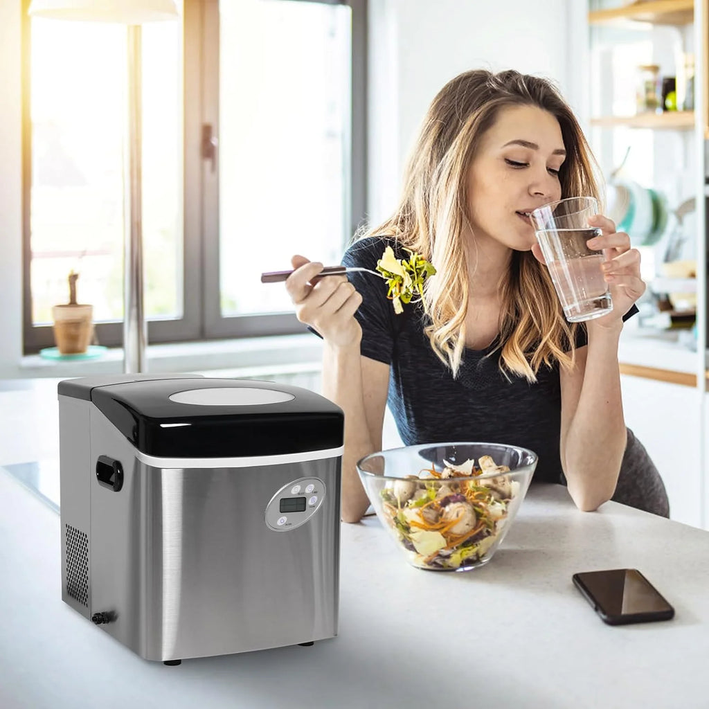 48.5lbs in 24Hrs Automatic Ice Cube Maker with Hand Scoop and Self Cleaning D33755