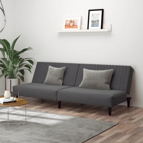 Dark Gray Velvet 2-Seater Sofa Bed O37284