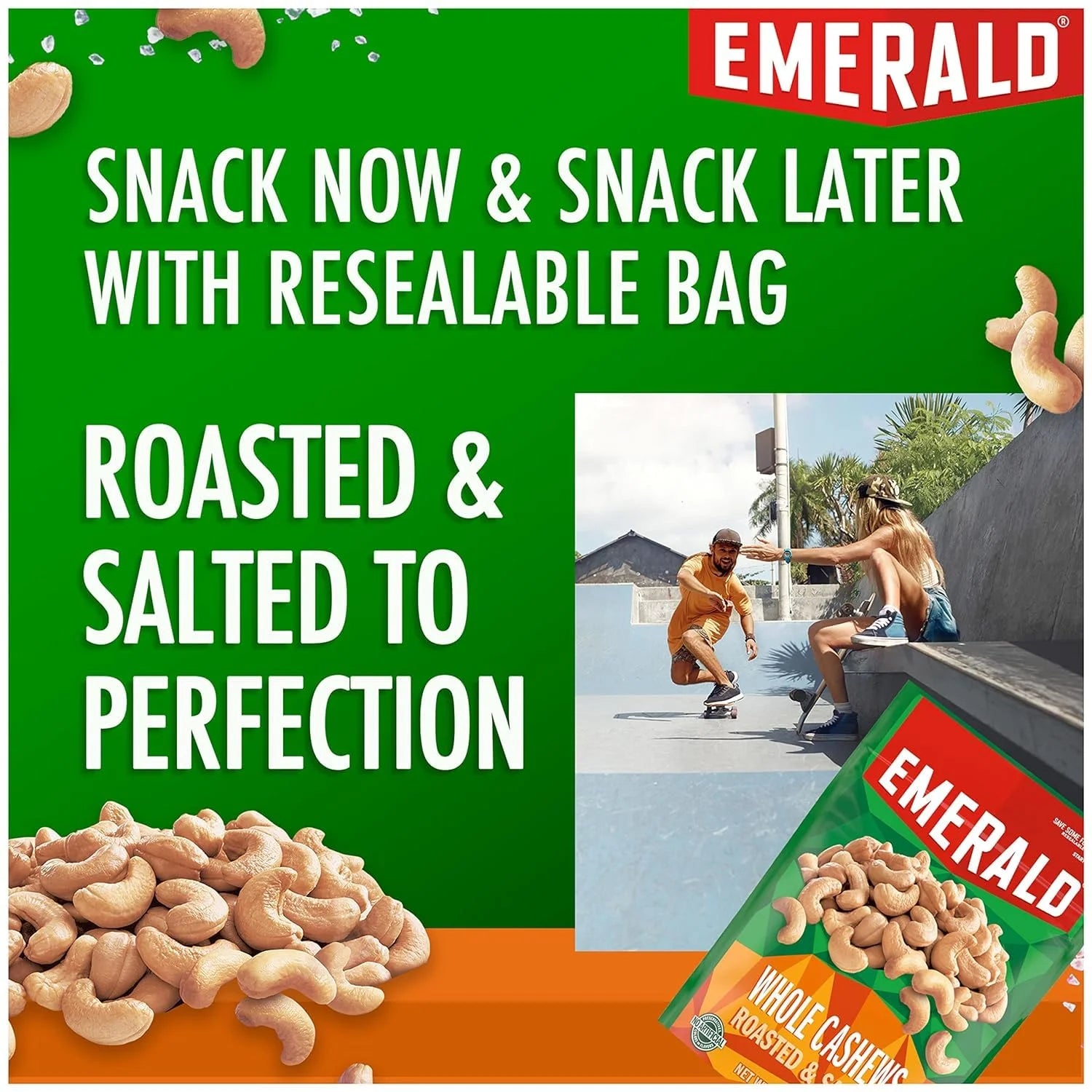 Whole Cashews Roasted & Salted 8 CT Box 20 oz Pack of 6 W496