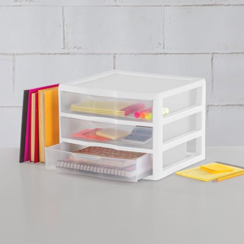 3-Pack White 3 Drawer Plastic Desktop Organizer F7851