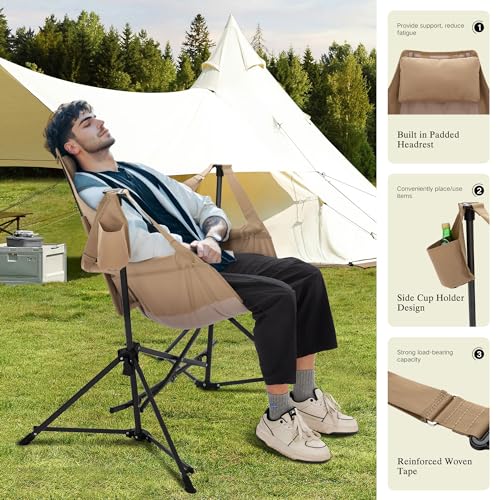 Blue Adjustable Folding Camping Chair with Cup Holder Q1751
