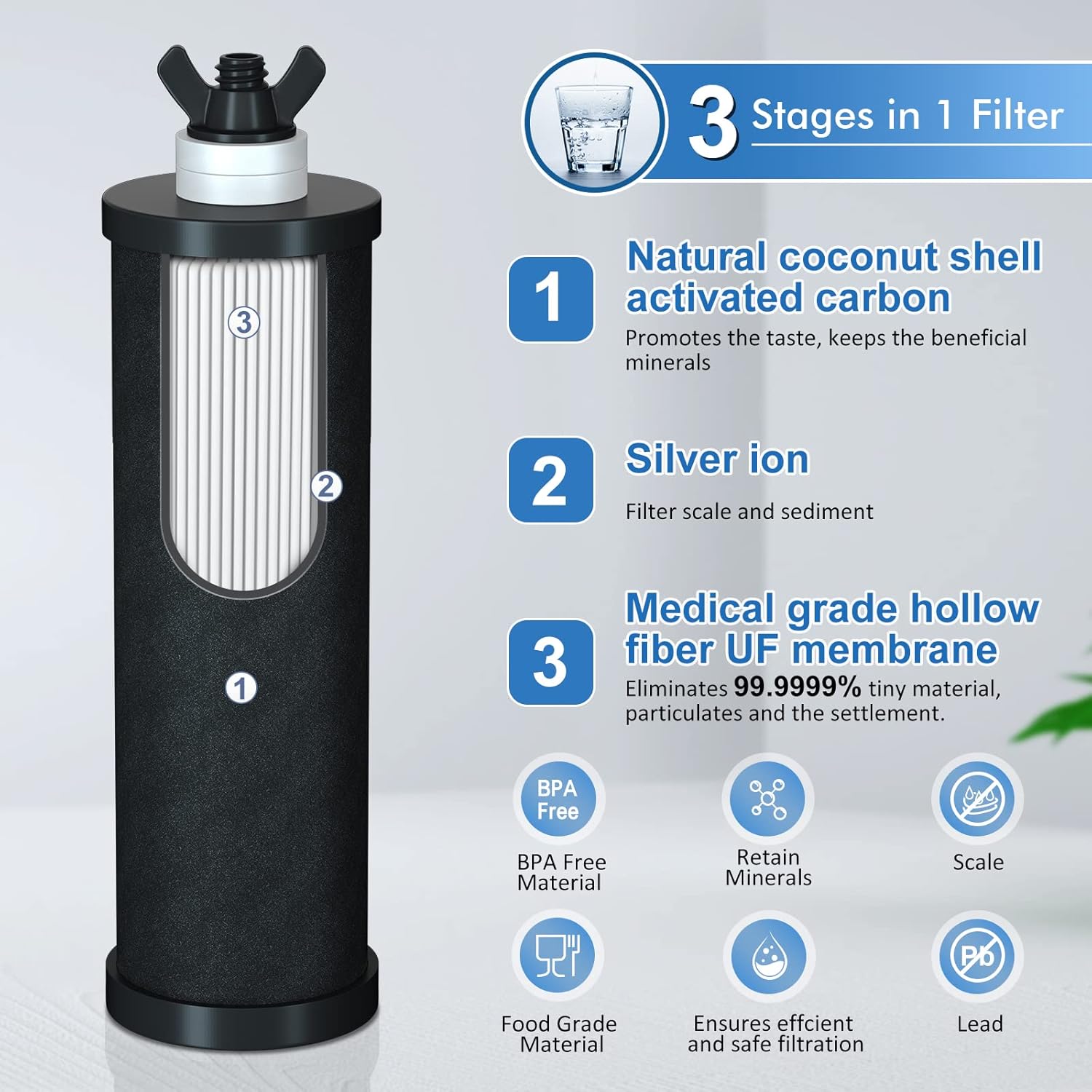 2.9 Gallon Gravity-Fed Water Filter with Stainless Steel Stand Y76549