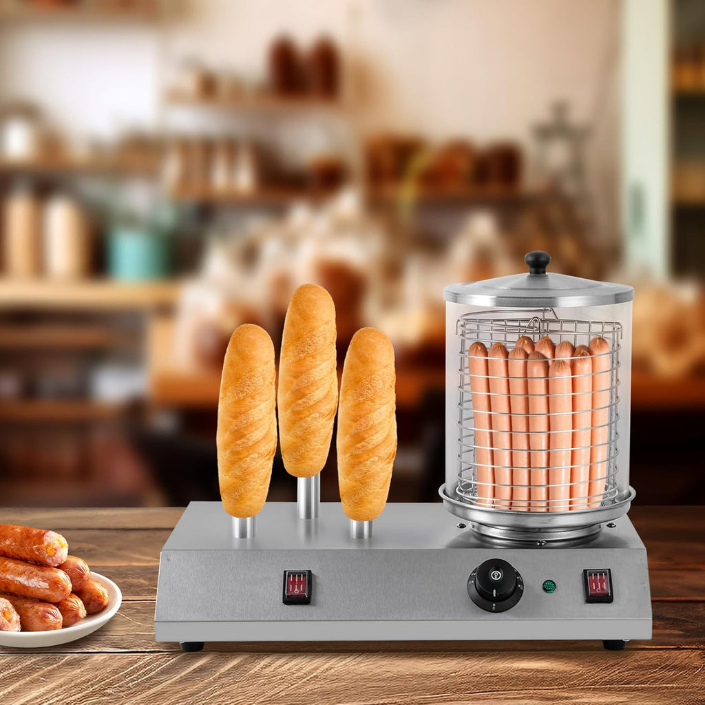 Electric Hot Dog Steamer & Bun Warmer Stainless Steel Portable Commercial 86-230℉ 19.72x10.94x14.57in G897