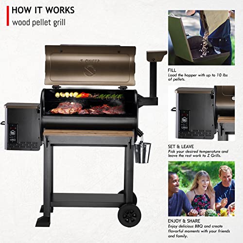 Pellet Grill Smoker with PID Controller, LCD Screen, 2 Meat Probes, Storage Cabinet, 697 sq in Cooking Area, Rain Cover, Bronze N5533