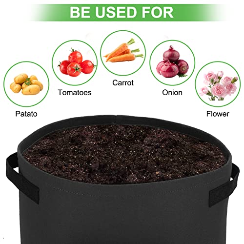 10 Gallon 6 Pack Nonwoven Fabric Grow Bags with Handles and Harvest Window U3384