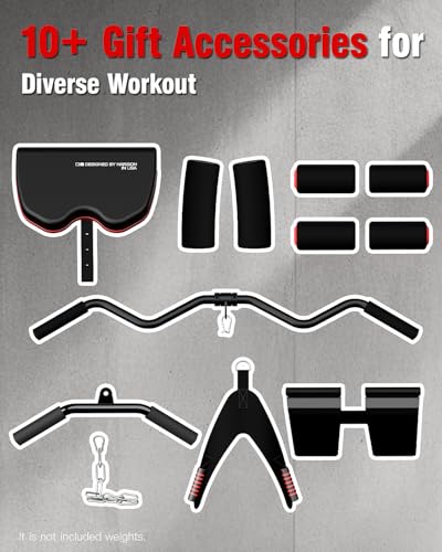 Home Gym Equipment with Pulley System, Weight Bench, Rowing Machine A99815