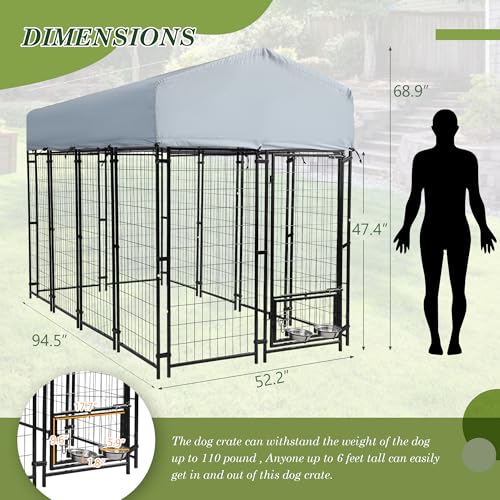 8x4x5.7 FT Outdoor Dog Kennel with Roof E8351