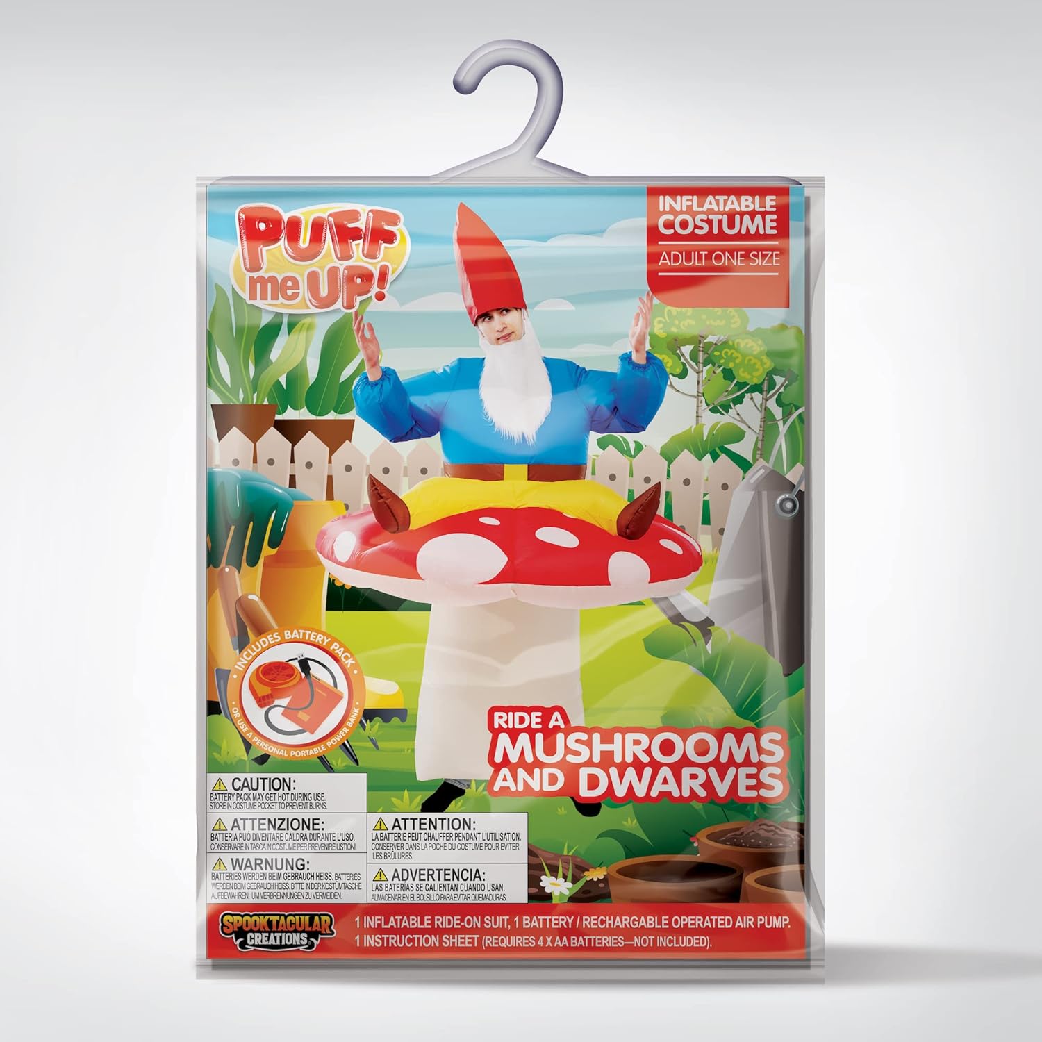 Inflatable Full Body Mushroom Costume with Hat and Beard X347144